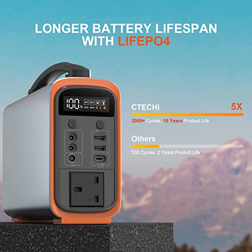 Portable Power Station 240Wh, 240W Mobile Power Generator with LiFePO4 Battery, 6 Ports Solar Generator with LED Light, Emergency Power Supply for Outdoor, Camping and RVs - C & M Navigation Systems