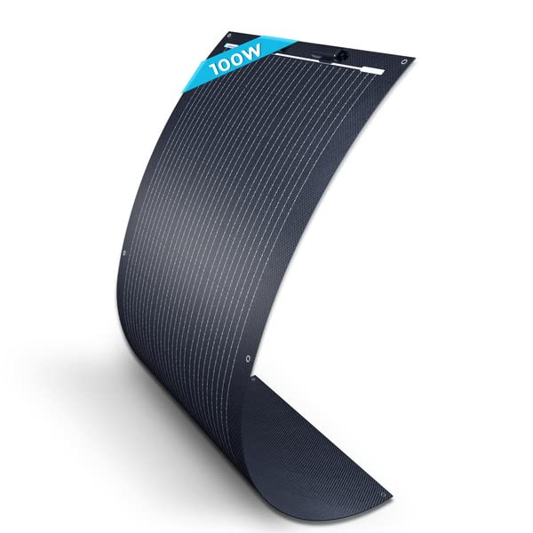 Renogy 100W Flexible Solar Panel, 12 Volt Semi-Flexible Solar Panels Bendable Mono Off-Grid Solar Power PV Panel for Marine, Motorhome, Cabin, Van, Car and Uneven Surfaces - C & M Navigation Systems