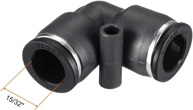 sourcing map Plastic Elbow Push to Connect Tube Fitting 12mm Tube OD Pneumatic Air Push Fit Lock Fitting Black 2pcs - C & M Navigation Systems