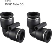 sourcing map Plastic Elbow Push to Connect Tube Fitting 12mm Tube OD Pneumatic Air Push Fit Lock Fitting Black 2pcs - C & M Navigation Systems