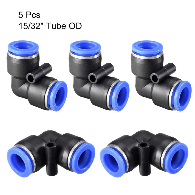 sourcing map Plastic Elbow Push to Connect Tube Fitting 12mm Tube OD Pneumatic Air Push Fit Lock Fitting Blue 5pcs - C & M Navigation Systems