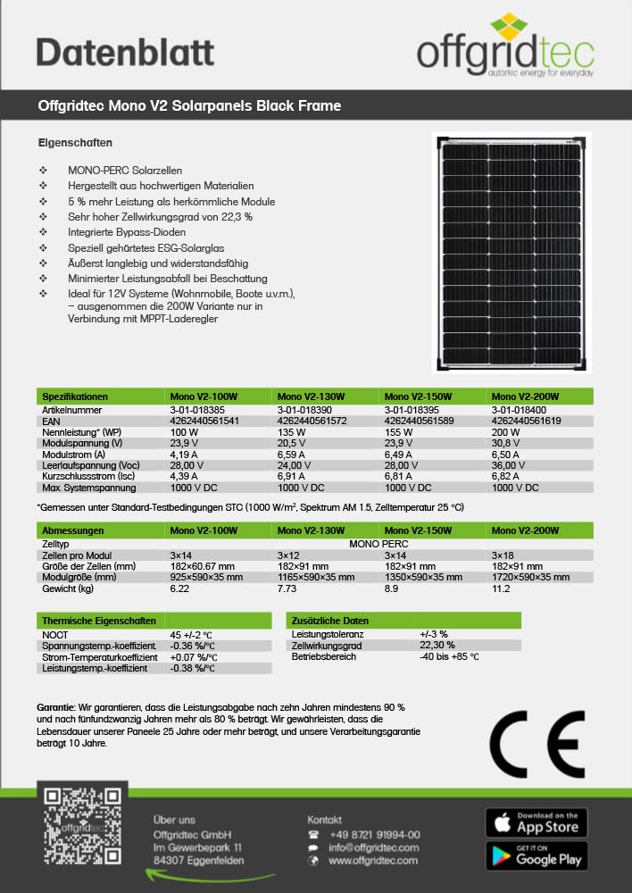 Offgridtec 50 Watt Solar Panel/Solar Panel/Solar Panel 12 V 3/001260 - C & M Navigation Systems