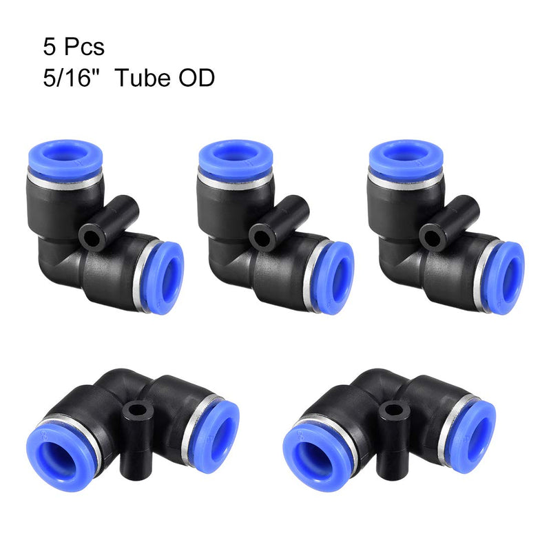 sourcing map Plastic Elbow Push to Connect Tube Fitting 12mm Tube OD Pneumatic Air Push Fit Lock Fitting Blue 5pcs - C & M Navigation Systems