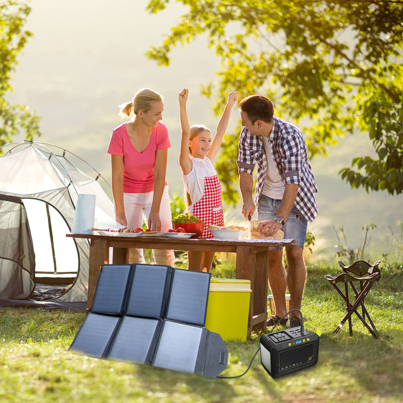 60W 19.8V Foldable Solar Panel Kit,Monocrystalline Solar Cell Solar Charger with USB Outputs and 4-in-1 Connector for Smartphones, Tablets, Laptops, and Power Stations - C & M Navigation Systems