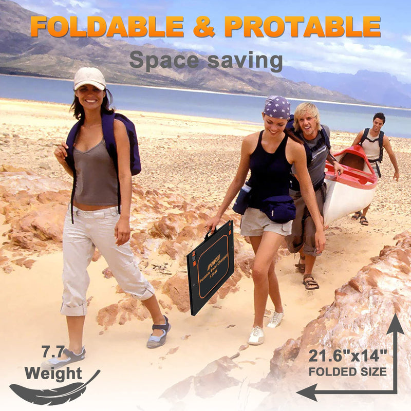 120W Portable Solar Panel Kit with Stand Foldable Solar Panel Charger for Jackery Power Station, 8mm Goal Zero Yeti Power Station, Suaoki Portable Generator, Phones, Laptop, with QC 3.0 USB DC Ports - C & M Navigation Systems