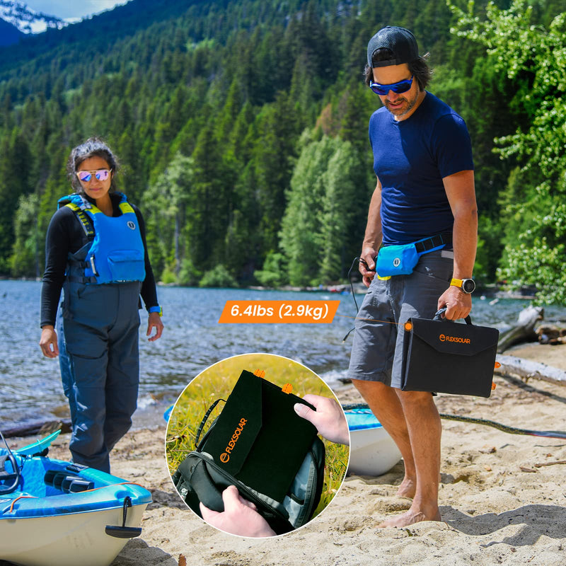 60W 19.8V Foldable Solar Panel Kit,Monocrystalline Solar Cell Solar Charger with USB Outputs and 4-in-1 Connector for Smartphones, Tablets, Laptops, and Power Stations - C & M Navigation Systems