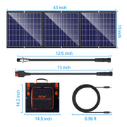 120W Portable Solar Panel Kit with Stand Foldable Solar Panel Charger for Jackery Power Station, 8mm Goal Zero Yeti Power Station, Suaoki Portable Generator, Phones, Laptop, with QC 3.0 USB DC Ports - C & M Navigation Systems