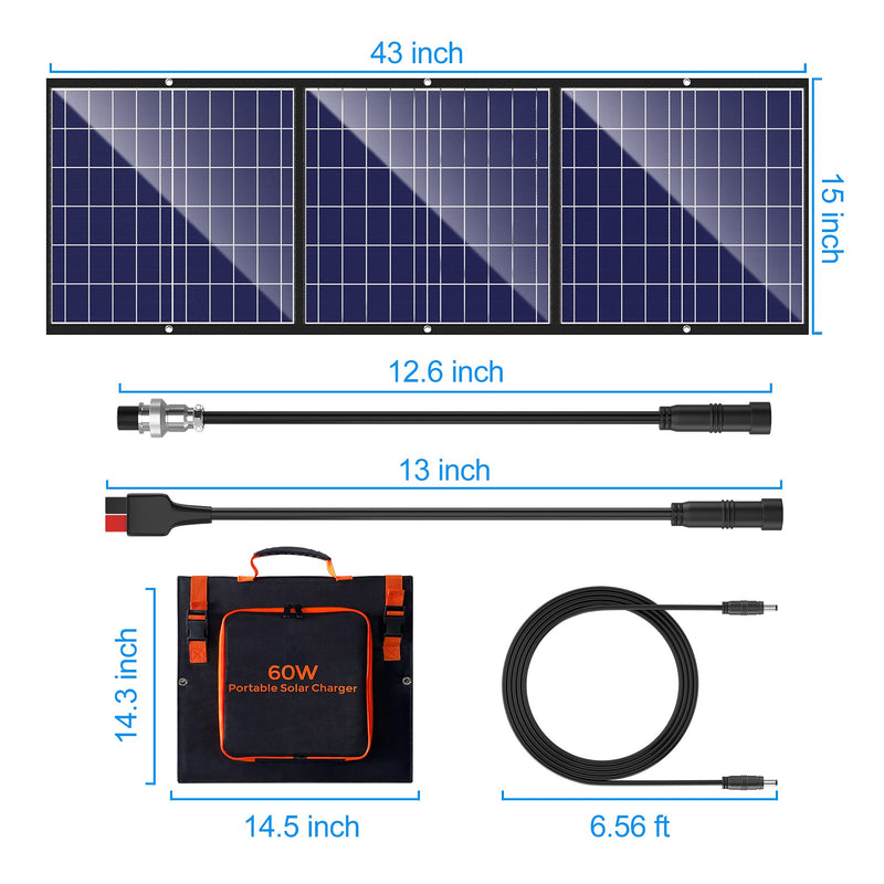 120W Portable Solar Panel Kit with Stand Foldable Solar Panel Charger for Jackery Power Station, 8mm Goal Zero Yeti Power Station, Suaoki Portable Generator, Phones, Laptop, with QC 3.0 USB DC Ports - C & M Navigation Systems