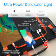 120W Portable Solar Panel Kit with Stand Foldable Solar Panel Charger for Jackery Power Station, 8mm Goal Zero Yeti Power Station, Suaoki Portable Generator, Phones, Laptop, with QC 3.0 USB DC Ports - C & M Navigation Systems