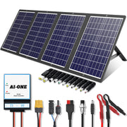 120W Portable Solar Panel Kit with Stand Foldable Solar Panel Charger for Jackery Power Station, 8mm Goal Zero Yeti Power Station, Suaoki Portable Generator, Phones, Laptop, with QC 3.0 USB DC Ports - C & M Navigation Systems