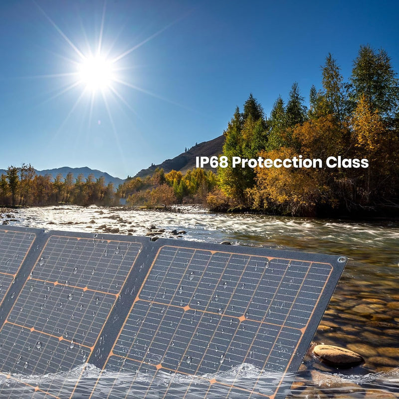 60W 19.8V Foldable Solar Panel Kit,Monocrystalline Solar Cell Solar Charger with USB Outputs and 4-in-1 Connector for Smartphones, Tablets, Laptops, and Power Stations - C & M Navigation Systems