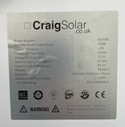 330w Solar Panel 21.2% High Efficiency Monocrystalline (166x100cm) CraigSolar.co.uk - C & M Navigation Systems