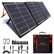 120W Portable Solar Panel Kit with Stand Foldable Solar Panel Charger for Jackery Power Station, 8mm Goal Zero Yeti Power Station, Suaoki Portable Generator, Phones, Laptop, with QC 3.0 USB DC Ports - C & M Navigation Systems