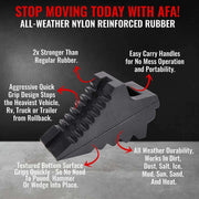 AFA Tooling - Set of 4 Heavy Duty Rubber Wheel Chocks w/Ez-Carry Handles | RV Chock Block for Front and Back Tires | Quick Grip Ribbed Design | Great for Your Camper, Trailer, RV, Truck, Car or ATV