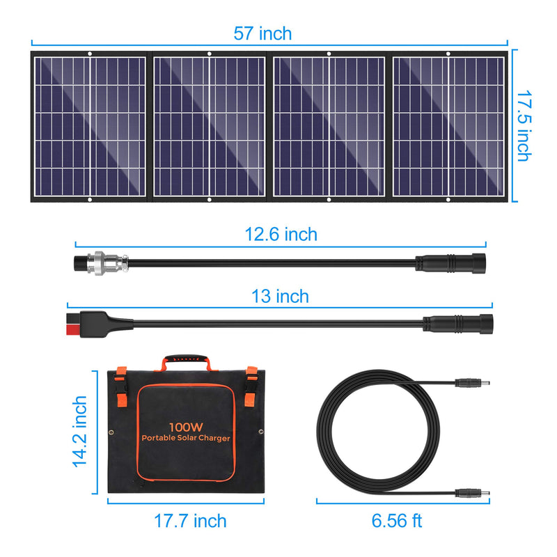 120W Portable Solar Panel Kit with Stand Foldable Solar Panel Charger for Jackery Power Station, 8mm Goal Zero Yeti Power Station, Suaoki Portable Generator, Phones, Laptop, with QC 3.0 USB DC Ports - C & M Navigation Systems