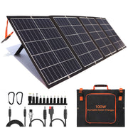 120W Portable Solar Panel Kit with Stand Foldable Solar Panel Charger for Jackery Power Station, 8mm Goal Zero Yeti Power Station, Suaoki Portable Generator, Phones, Laptop, with QC 3.0 USB DC Ports - C & M Navigation Systems