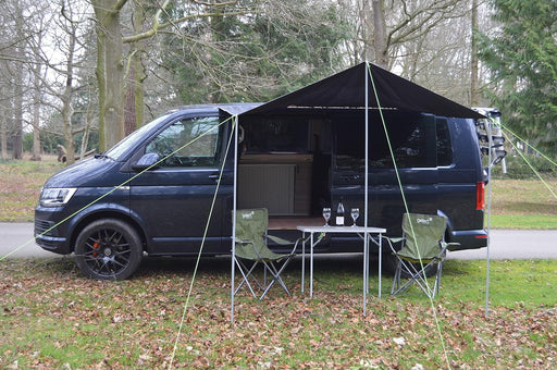 WILD EARTH SQUARE Sun Canopy Awning for Camper Vans, Van Conversions, Motorhomes or Caravans 240cm x 240cm DARK GREY - C & M Navigation Systems