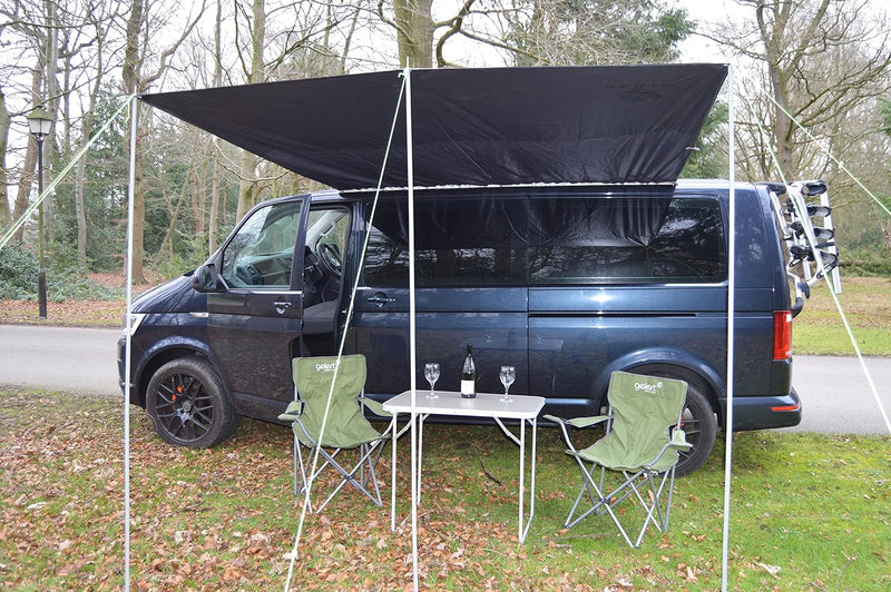 WILD EARTH SQUARE Sun Canopy Awning for Camper Vans, Van Conversions, Motorhomes or Caravans 240cm x 240cm DARK GREY - C & M Navigation Systems