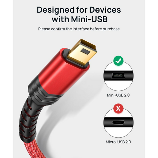 Mini-USB Braided Charging Cable – Compatible with CMNAV Sat Navs - C & M Navigation Systems