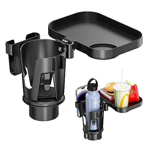 KDD Car Cup Holder Expander, 3-in-1 Cup Holder Adapter with Phone Holder & Detachable Car Food Tray - Compatible with Yeti/Hydro Flask, Road Trip Essentials - C & M Navigation Systems
