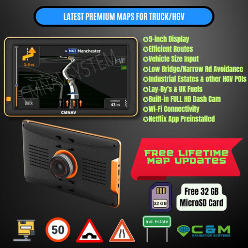 9" CMNAV 360 Truck Plus (Android, Wi-Fi, Netflix) - C & M Navigation Systems 