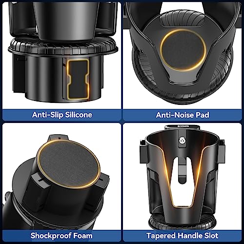 KDD Car Cup Holder Expander, 3-in-1 Cup Holder Adapter with Phone Holder & Detachable Car Food Tray - Compatible with Yeti/Hydro Flask, Road Trip Essentials - C & M Navigation Systems