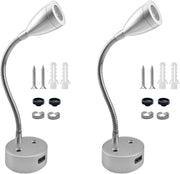 LED Reading Light, DC 12V Reading Lamp with USB, Bedside RV Spot Lamp, 2Pcs Touch Dimmable Switch Flexible Gooseneck Wall Lamp for Boat, Motorhome, Camper Caravan Van Interior Lighting (Silver) - C & M Navigation Systems