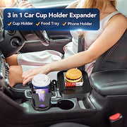 KDD Car Cup Holder Expander, 3-in-1 Cup Holder Adapter with Phone Holder & Detachable Car Food Tray - Compatible with Yeti/Hydro Flask, Road Trip Essentials - C & M Navigation Systems