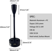 LED Reading Light, DC 12V Reading Lamp with USB, Bedside RV Spot Lamp, 2Pcs Touch Dimmable Switch Flexible Gooseneck Wall Lamp for Boat, Motorhome, Camper Caravan Van Interior Lighting (Silver) - C & M Navigation Systems