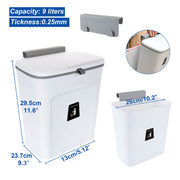 Hanging Trash Can with Sliding Cover, 9L Built-in Bin Waste Bin with Lid, Plastic Cupboard Bins for Cupboard, Kitchen, Motorhome,Bathroom, Toilet, Bedroom, Living Room, Office – White - C & M Navigation Systems