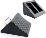 AFA Tooling - Set of 4 Heavy Duty Rubber Wheel Chocks w/Ez-Carry Handles | RV Chock Block for Front and Back Tires | Quick Grip Ribbed Design | Great for Your Camper, Trailer, RV, Truck, Car or ATV - C & M Navigation Systems