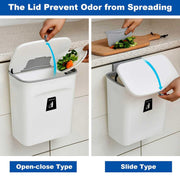 Hanging Trash Can with Sliding Cover, 9L Built-in Bin Waste Bin with Lid, Plastic Cupboard Bins for Cupboard, Kitchen, Motorhome,Bathroom, Toilet, Bedroom, Living Room, Office – White - C & M Navigation Systems