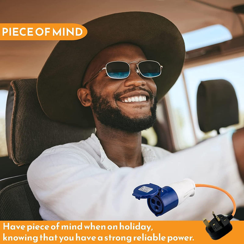 Xtremeauto 16amp to 13amp Adapter Caravan Hook Up Cable 240V 3 Pin UK Electric Hook Up For Camping, Caravan, Campervan Mains To UK Plugs - C & M Navigation Systems