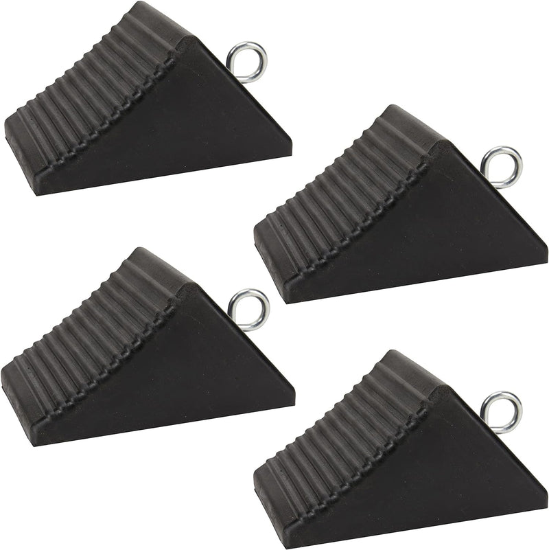 AFA Tooling - Set of 4 Heavy Duty Rubber Wheel Chocks w/Ez-Carry Handles | RV Chock Block for Front and Back Tires | Quick Grip Ribbed Design | Great for Your Camper, Trailer, RV, Truck, Car or ATV - C & M Navigation Systems