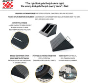 AFA Tooling - Set of 4 Heavy Duty Rubber Wheel Chocks w/Ez-Carry Handles | RV Chock Block for Front and Back Tires | Quick Grip Ribbed Design | Great for Your Camper, Trailer, RV, Truck, Car or ATV - C & M Navigation Systems