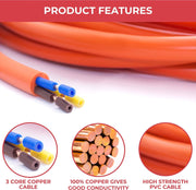 GADLANE 10M Extension Lead - Heavy Duty Caravan Hook Up Cable, 16 Amp Cable 240V Camping Extension Lead, High Visibility, Orange Mains Power Cable - Ideal for Campervans & Motorhomes (10 Metres) - C & M Navigation Systems