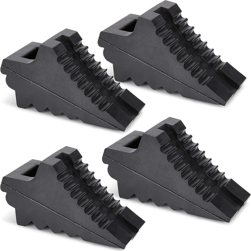AFA Tooling - Set of 4 Heavy Duty Rubber Wheel Chocks w/Ez-Carry Handles | RV Chock Block for Front and Back Tires | Quick Grip Ribbed Design | Great for Your Camper, Trailer, RV, Truck, Car or ATV - C & M Navigation Systems
