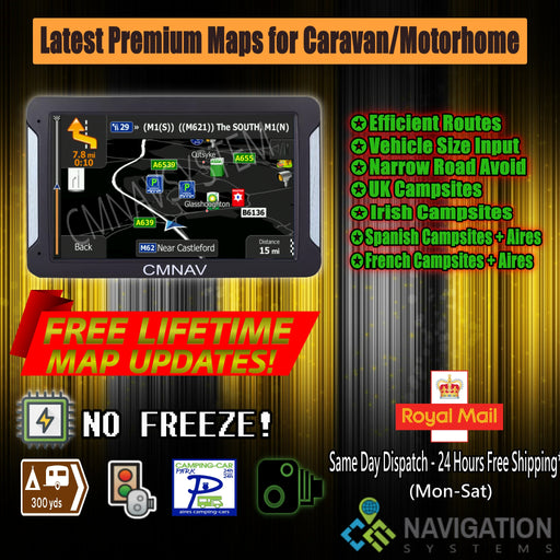 7" CMNAV ADVANCED Camper (256 RAM) - 2020 EU + UK Maps and Premium POIs - C & M Navigation Systems
