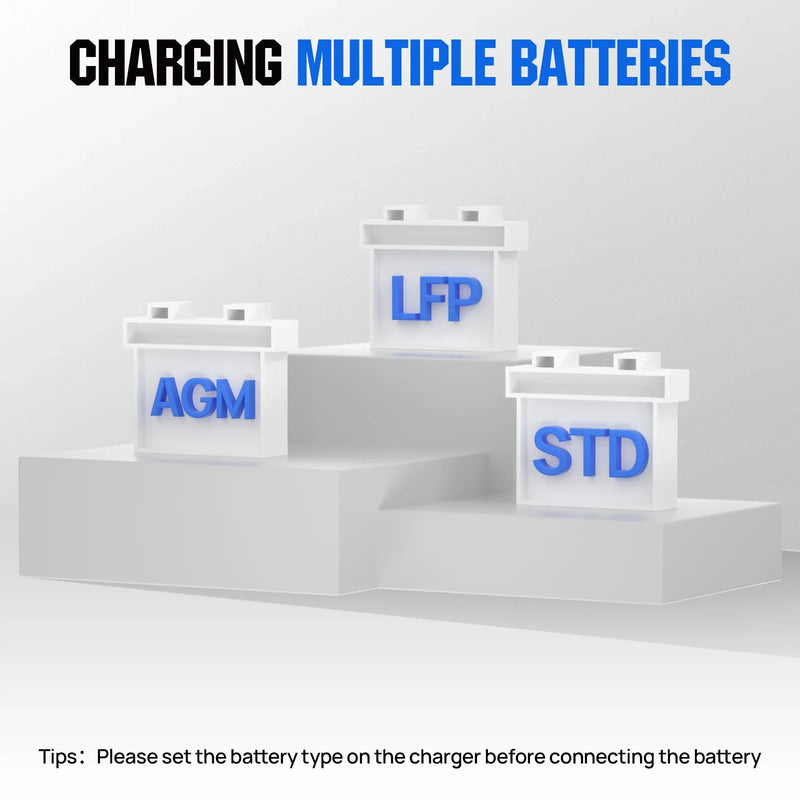 ECO-WORTHY 12V/24V 20A Smart Battery Charger for LiFePO4 Lithium, AGM & Lead-Acid Batteries with LCD Display