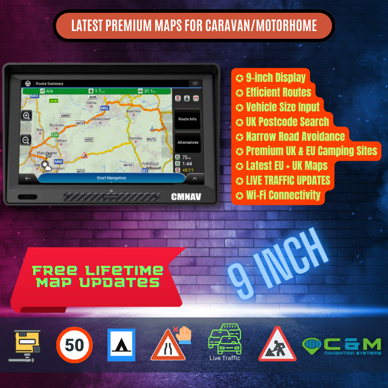 9" CMNAV Traffic Camper Plus (Android, Wi-Fi, Live Traffic)