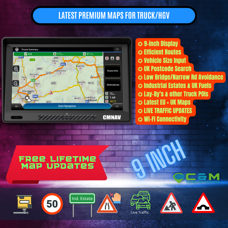 9" CMNAV Traffic Truck Plus (LIVE TRAFFIC, ANDROID, Wi-Fi)