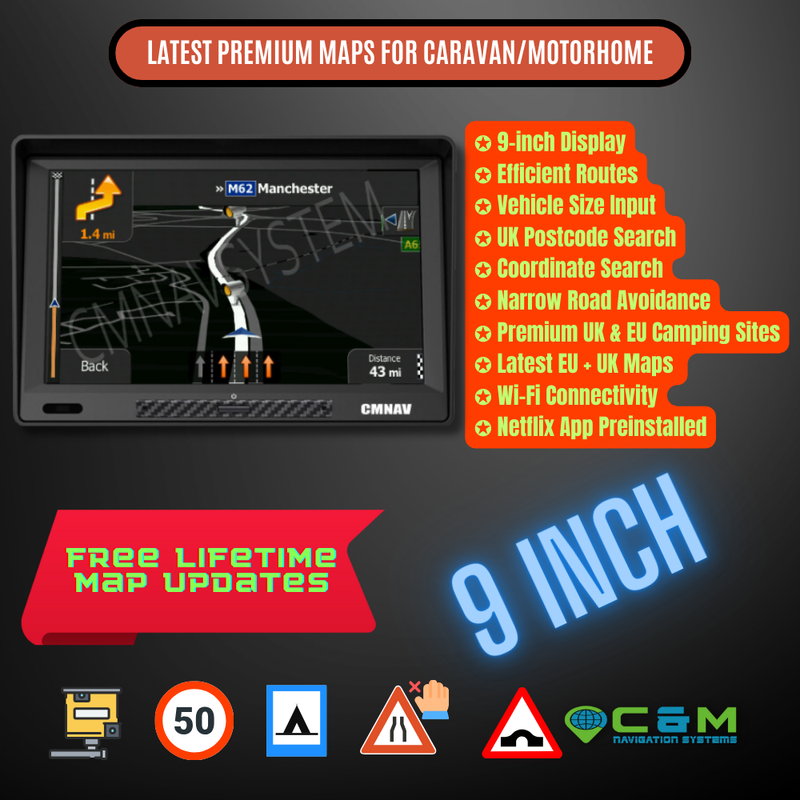 9" CMNAV Turbo Camper Plus (Android, Wi-Fi) - C & M Navigation Systems 