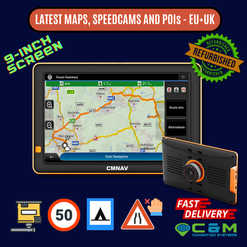 REFURBISHED 9-inch CMNAV 360 PLUS Sat Nav (Camper and Trucker) - C & M Navigation Systems 