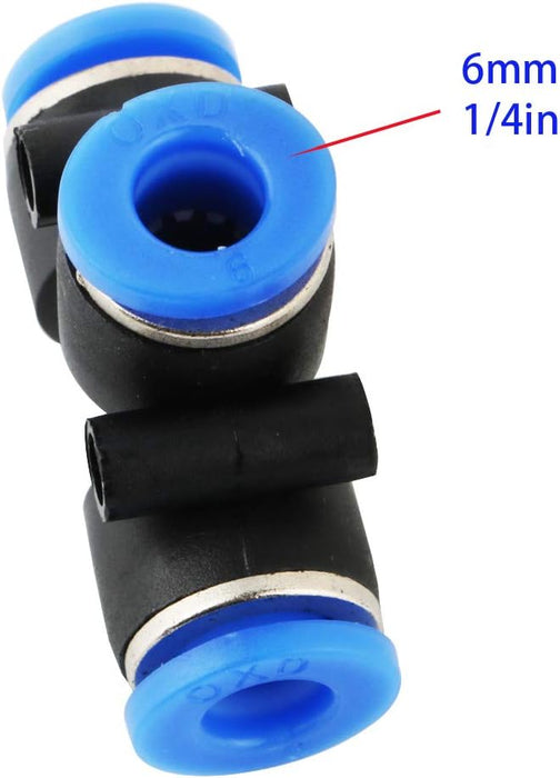 CESFONJER 12 Pack Plastic Push to Connect Fittings Tube Connect 1/4 inch Straight od Push Fit Fittings Tube Fittings Push Lock (6mm: Y+T+I Type Combo) - C & M Navigation Systems 