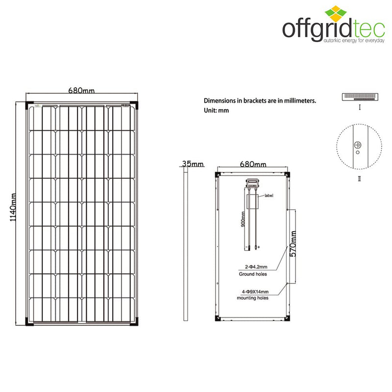 Offgridtec 50 Watt Solar Panel/Solar Panel/Solar Panel 12 V 3/001260 - C & M Navigation Systems 