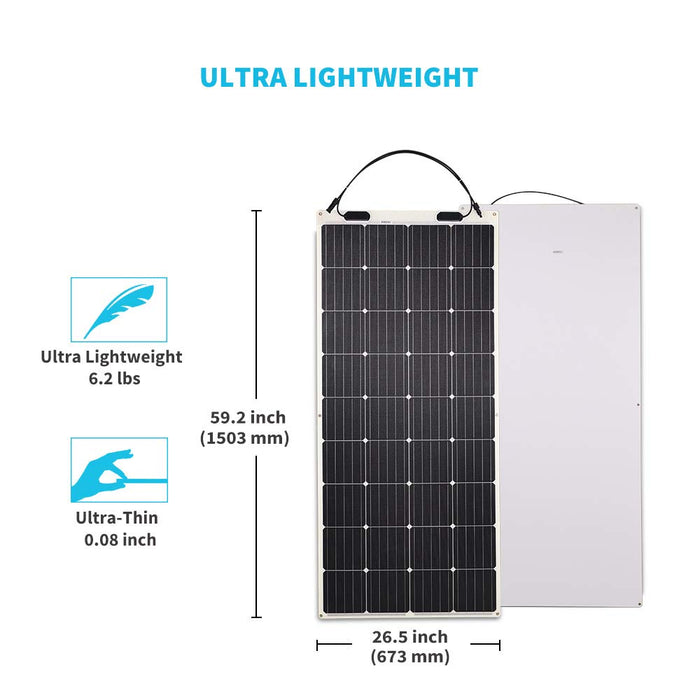 Renogy 200W Flexible Solar Panel, 12V Lightweight Monocrystalline Solar Panel for Motorhome, Caravan, Camper, Boats, Roofs, Uneven Surfaces, Off-grid System - C & M Navigation Systems 