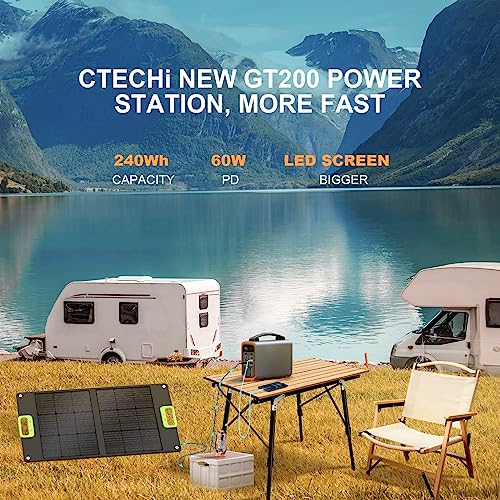 Portable Power Station 240Wh, 240W Mobile Power Generator with LiFePO4 Battery, 6 Ports Solar Generator with LED Light, Emergency Power Supply for Outdoor, Camping and RVs - C & M Navigation Systems 