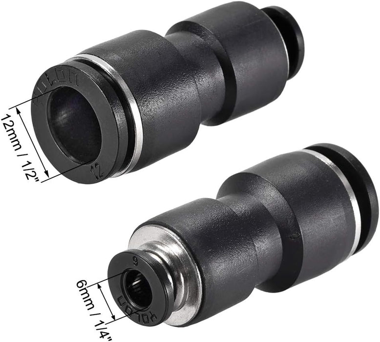 sourcing map Plastic Straight Union Push to Connect Tube Fitting 12mm-6mm OD Push Fit Lock - C & M Navigation Systems 