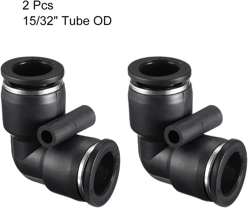 sourcing map Plastic Elbow Push to Connect Tube Fitting 12mm Tube OD Pneumatic Air Push Fit Lock Fitting Black 2pcs - C & M Navigation Systems 