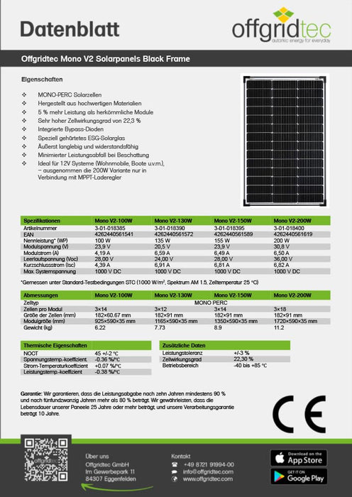 Offgridtec 50 Watt Solar Panel/Solar Panel/Solar Panel 12 V 3/001260 - C & M Navigation Systems 